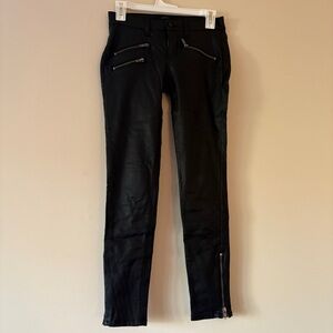 Harper Women’s Black Moto Skinny Pants Size 26 Rayon Nylon Spandex Zip Detail